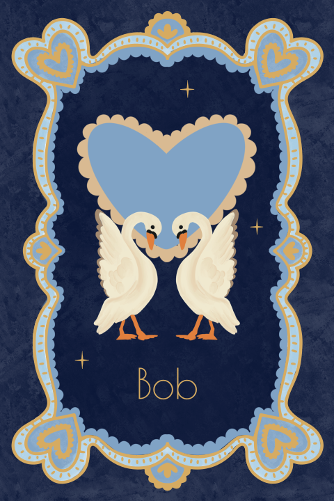 Tuinbord dansende zwanen blauw 40x60 cm