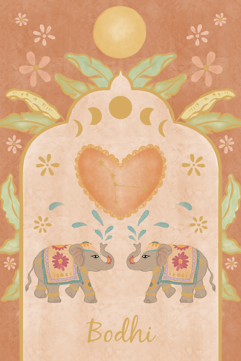 Raamsticker Indische olifanten roze 40x60 cm
