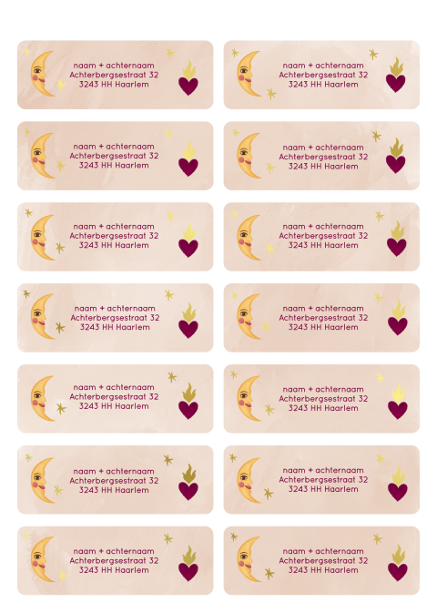 Adresstickers maan en hart