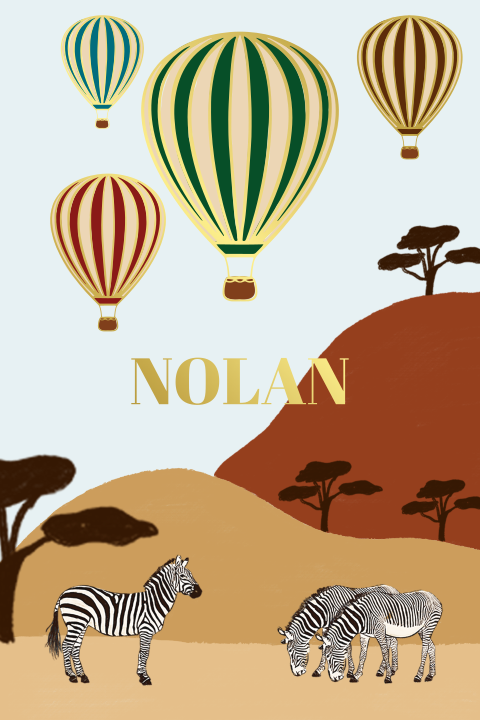 Geboortekaartje zebra's en luchtballonnen in Afrika