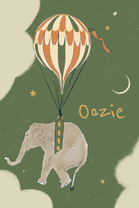 Tuinbord vliegende olifant groen 40x60 cm