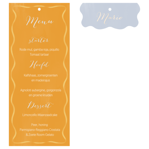 Menukaart cupido oranje