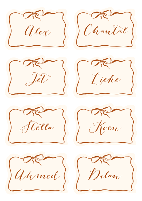 Naamkaartjes strikje beige