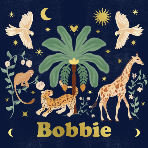 Poster jungle thema blauw