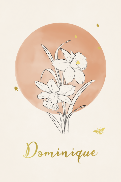 Geboortekaartje geboortebloem maart & december narcis