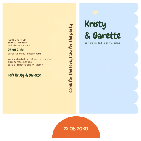 Trouwkaart stapelkaart color block