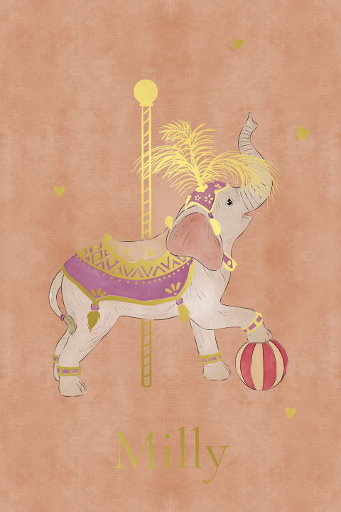 Geboortekaartje parade olifant roze