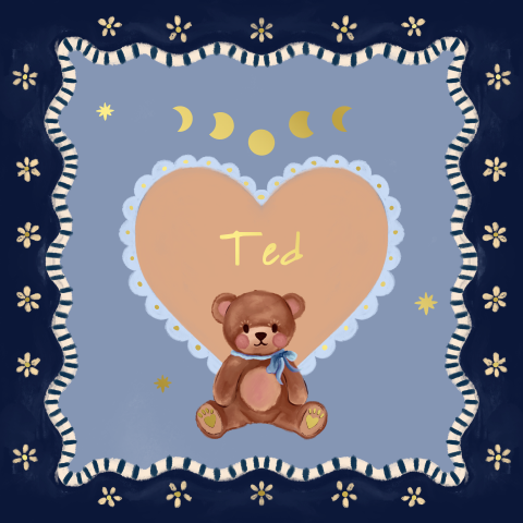 Geboortekaartje teddybeer blauw