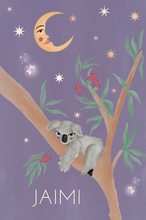 Geboortekaartje koala paars