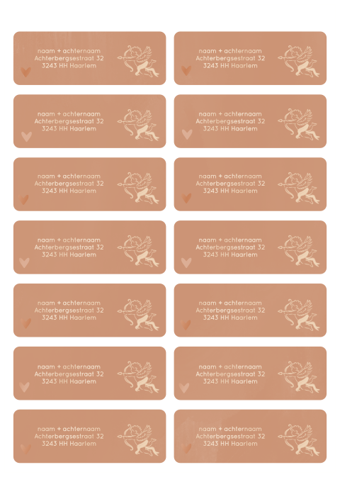 Adresstickers cupido beige