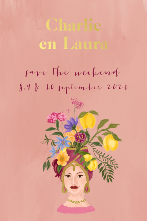 Save the date Sicilië roze