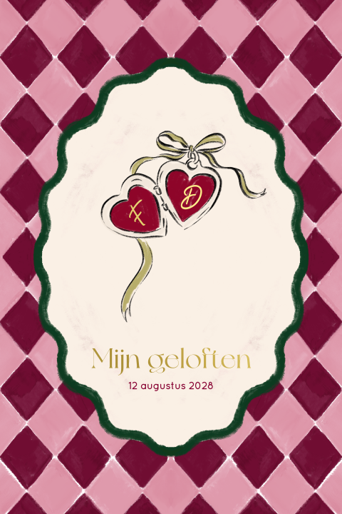 Gelofte ruitjes rood roze