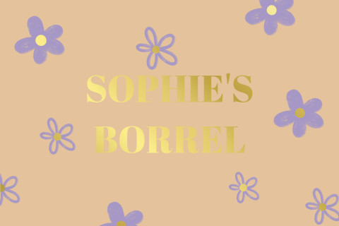 Kraamborrel lila bloemen