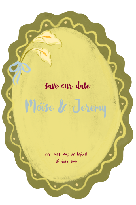 Save the date Aronskelk groen