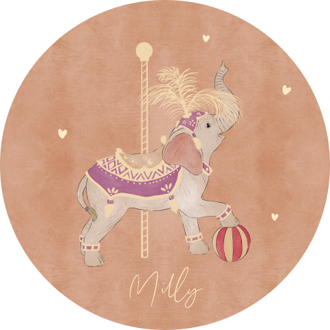 Ronde raamsticker parade olifant roze 80 cm