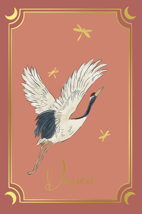 Geboortekaartje kraanvogel roze