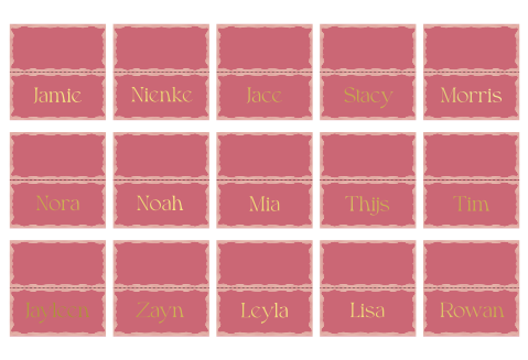 Naamkaartjes roze