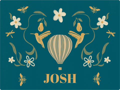 Memorybox luchtballon en kolibrie petrol