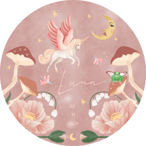 Raamsticker fantasie wonderland roze 80 cm
