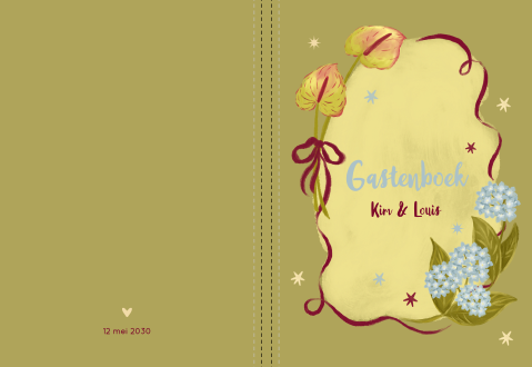 Gastenboek bloemen groen