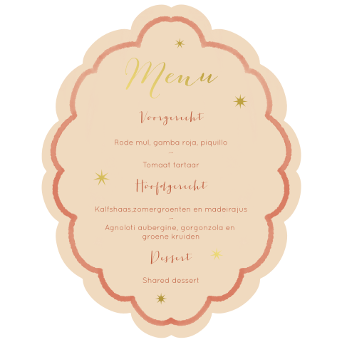 Menukaart organisch peach