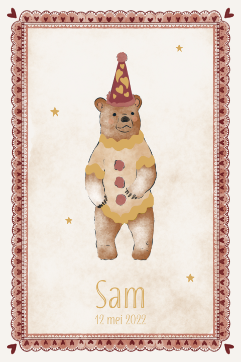 Tuinbord circus beer rood en roze 40x60 cm