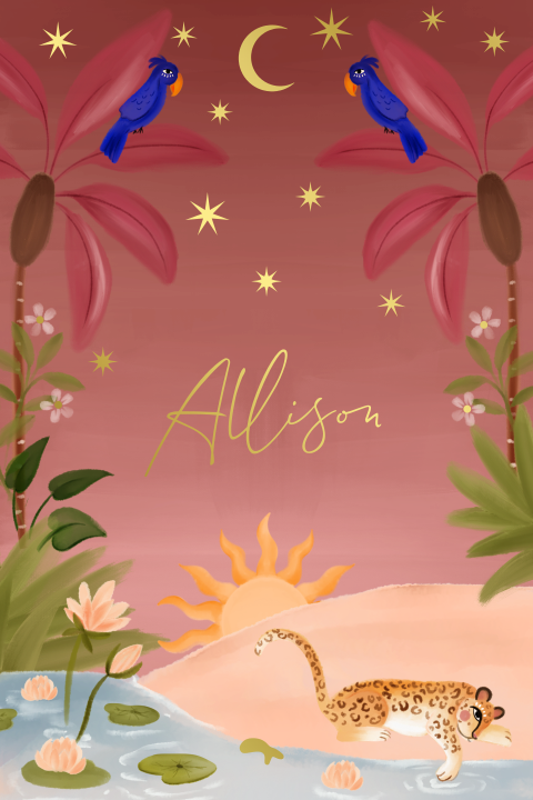 Poster panter jungle roze