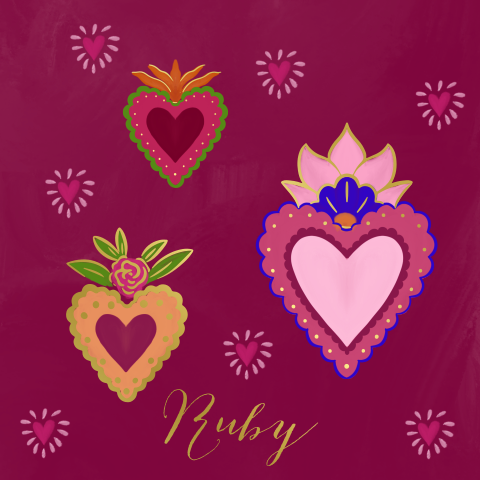 Geboortekaartje holy heart roze