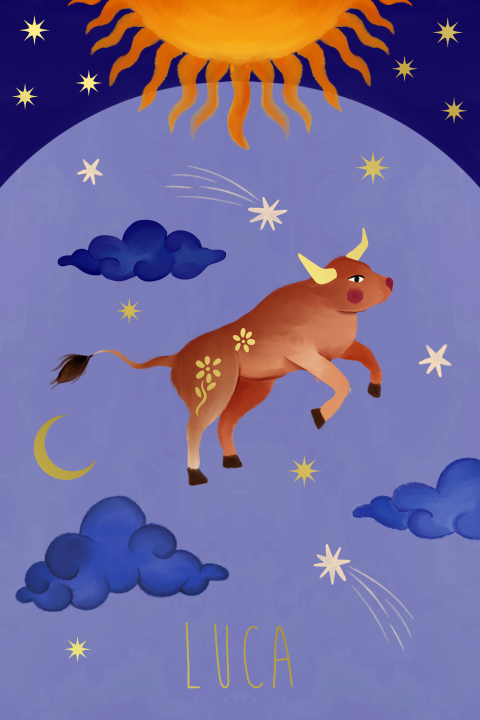 Geboortekaartje sterrenbeeld Stier blauw