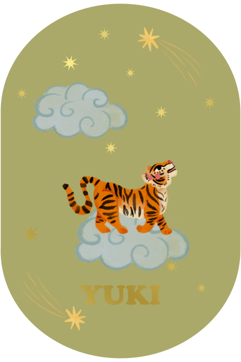 Geboortekaartje tijger in de wolken groen