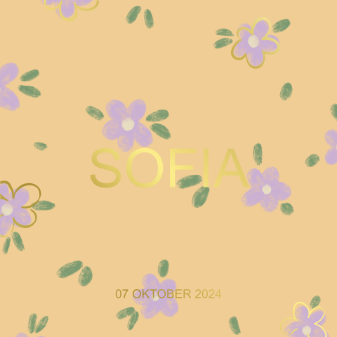 Geboortekaartje lila bloemen