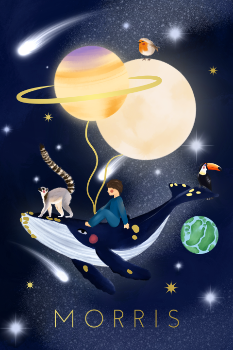 Poster avontuur in de ruimte blauw