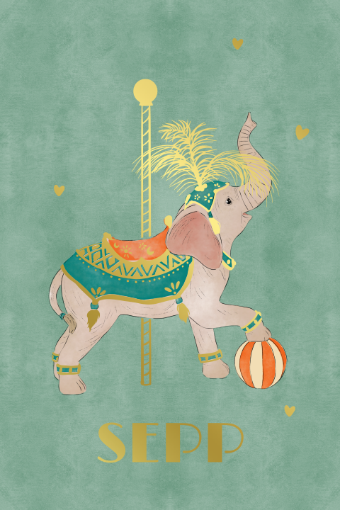 Poster parade olifant groen