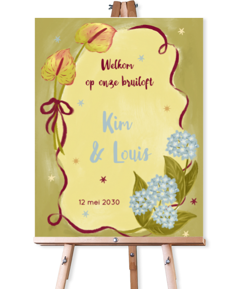 Welkomstbord bloemen groen