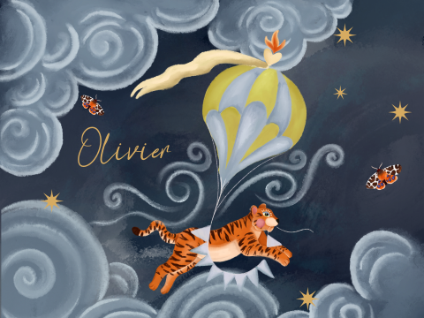 Memorybox tijger en luchtballon groen