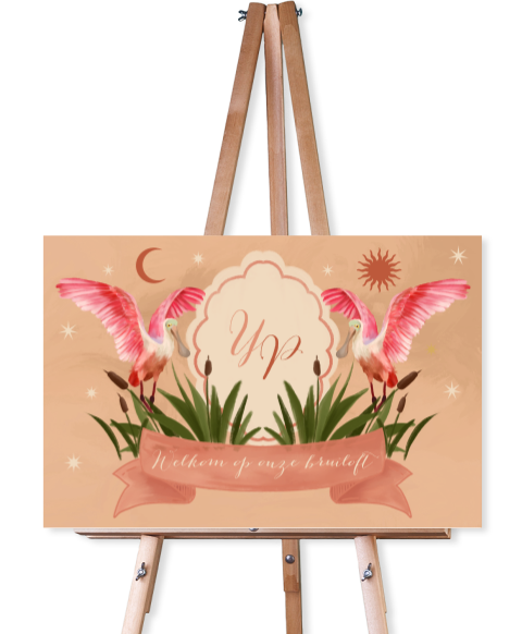 Welkomstbord lepelaar peach