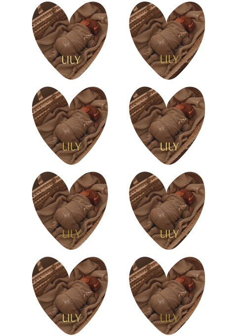 Kraamfeest label hartvorm 