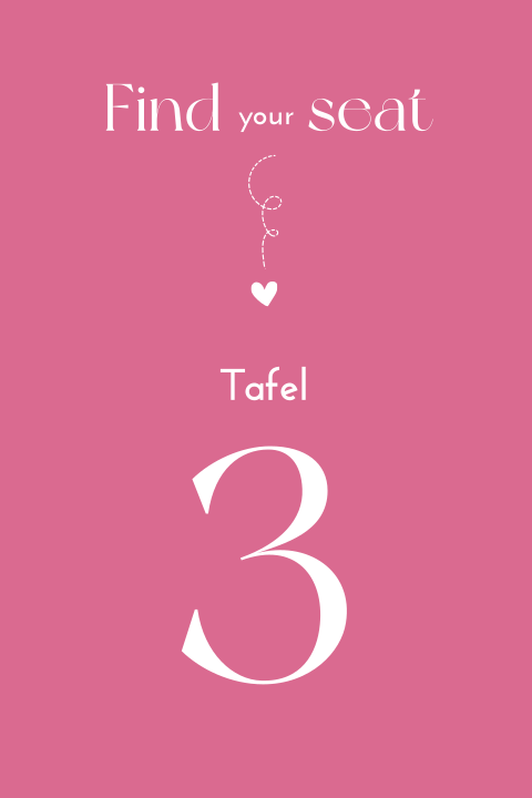 Tafel kaart pink wit