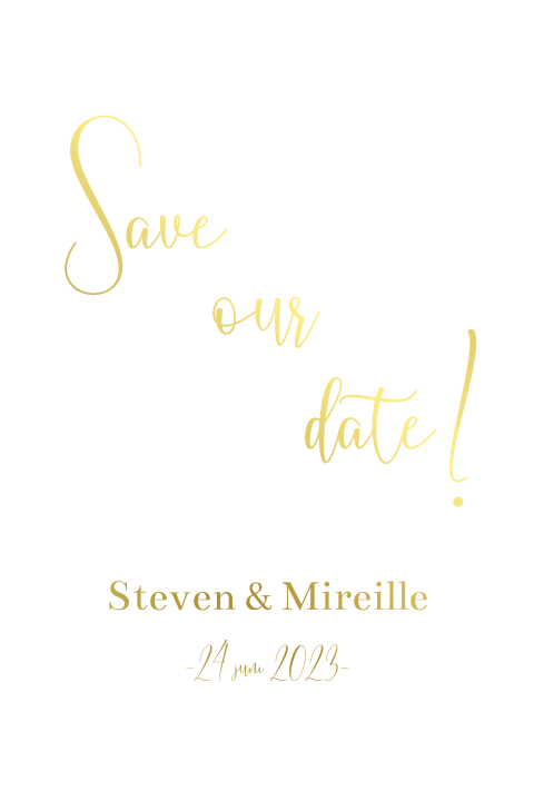 Save our date goudfolie wit