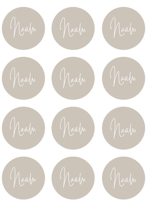 Ronde naamkaartjes beige wit