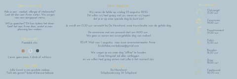 Luikvouw trouwkaart blauw goud