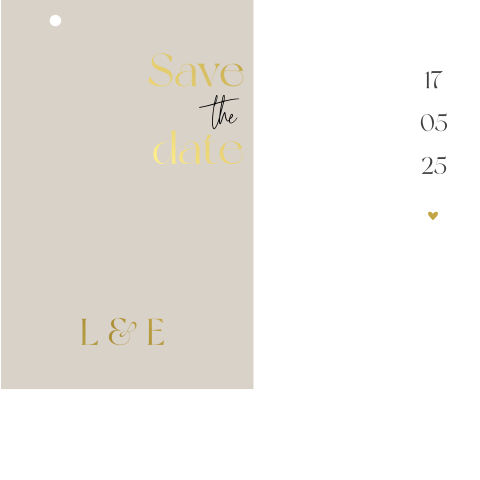 Save the date met label en goudfolie