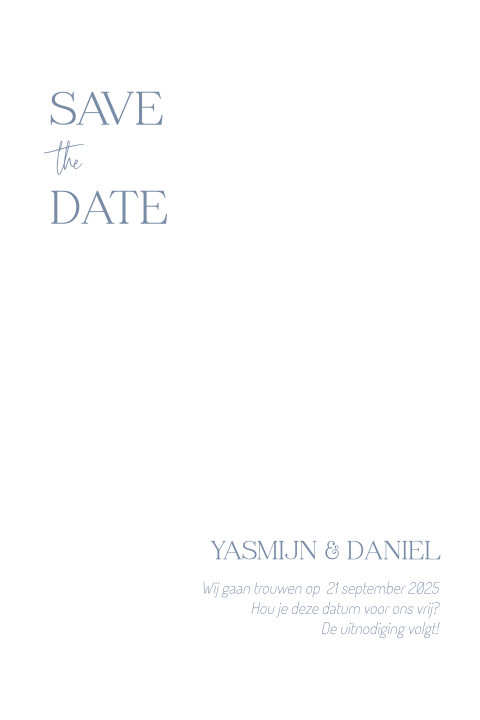 Save the date blauw eenvoudig