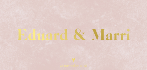 Trouwkaart met goudfolie in zachtroze velvet look