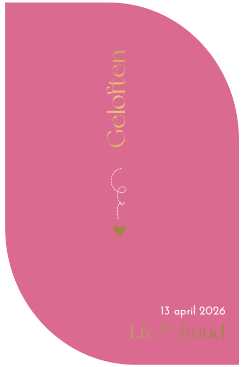 Geloftenkaart druppelvorm roze goud