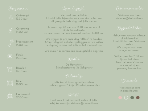 Luikvouw trouwkaart groen goudfolie