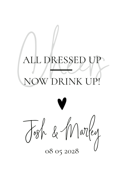 Wijnetiket bruiloft wit zwart