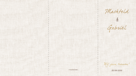 Trouwkaart drieluik mapje linnen look mat goud