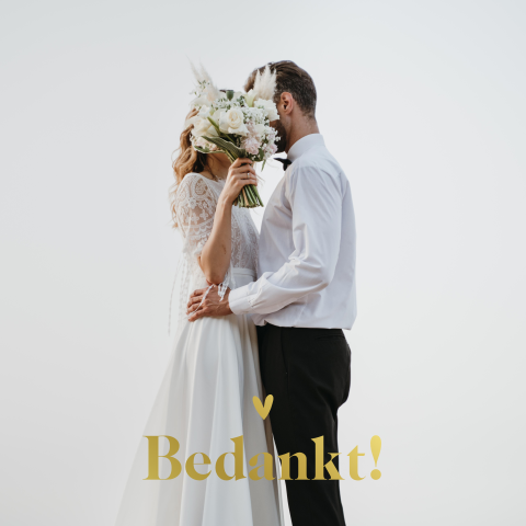 Bedankt kaart Gold linen