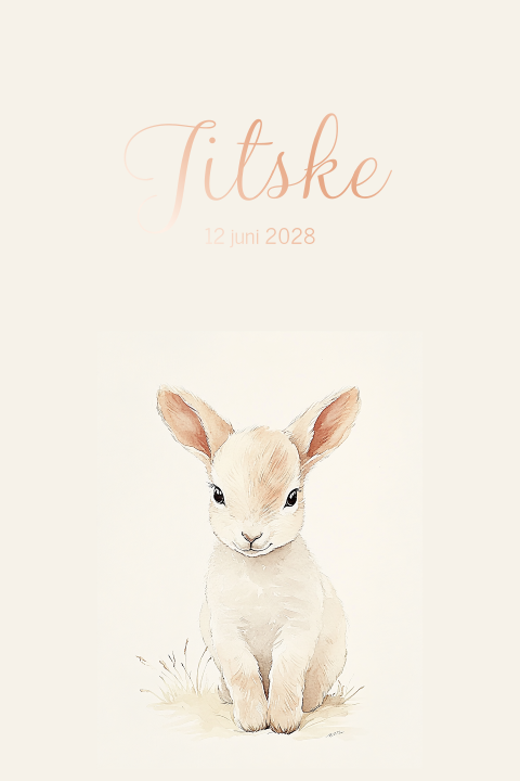 Geboortekaartje lammetje rosefolie